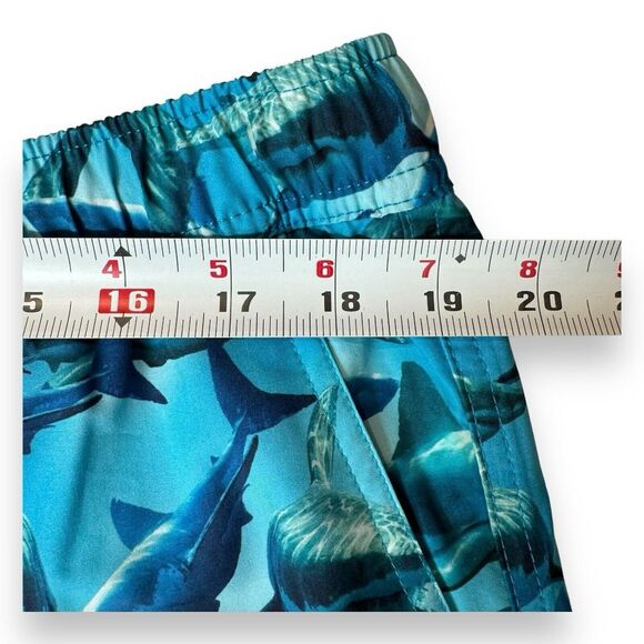 NWT PETER MILLAR Crown Tropical Trepidation Sharks Swim Trunks RADBL Blue Sz XL - Picture 5 of 9